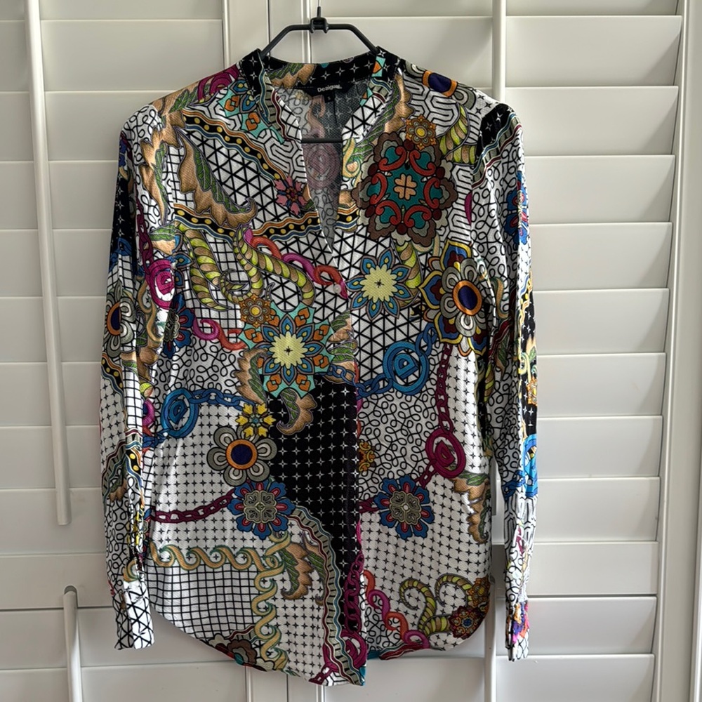 Desigual Colorful Long Sleeve Blouse size S